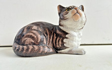 Tabby porcelain cat - porcelain,