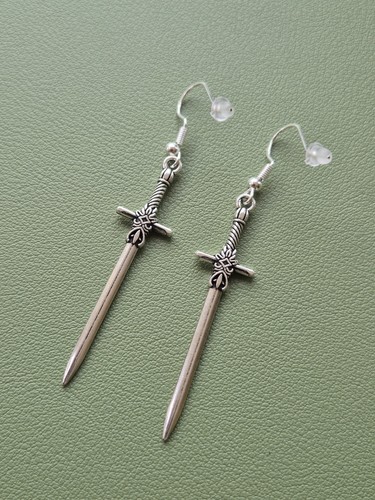 Silver sword earrings - sword,