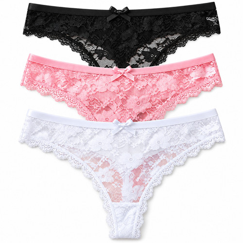 Women lace thong knickers - lace,