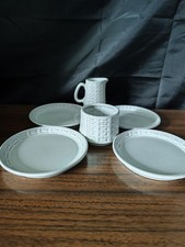Ceramano Epsilon 6 Piece Set 4 Side Plates Jug Bowl Grey White Western Germany