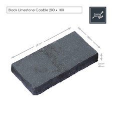 Black Limestone cobble setts edging patio Indian stone paving 200x100MM