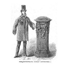 POST OFFICE New Metropolitan Letter Box, Pillar Box - Antique Print 1857