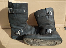 UK 4.5 UGG Kensington Leather Boots Black Sheepskin Mid Calf Woman's Model 5678