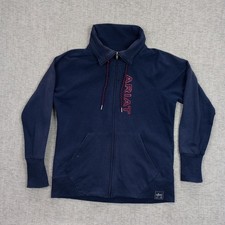 Ariat Team Logo Full Zip Sweatshirt Women's Size M Blue Long Sleeve