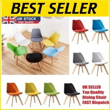 1-4Pc Tulip Dining Chair Eiffel Inspired Solid Wood Legs Padded Seat Comfortable