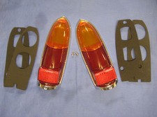 MGB  MIDGET PAIR REAR LAMP LENS CHROME RIM _  GASKETS  EARLY 62-69 No backplate