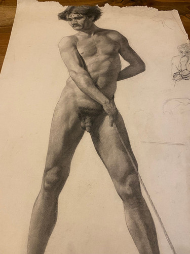 Male nude study drawing - nude,