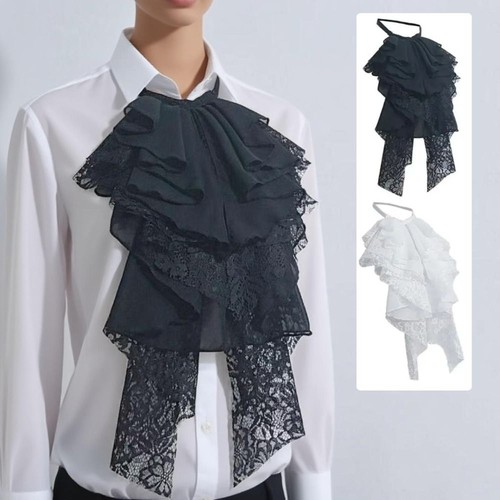 Layered lace false collar - lace,