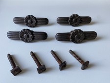 4 x antique cast iron 'Art Deco' style Drawer/cabinet/cupboard pull/handles