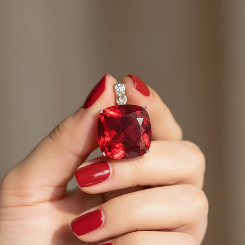Handmade red ruby pendant - handmade,