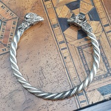 German Solid Silver Celestial Rams Head Plaited Rope Bangle Antique Circa 1900