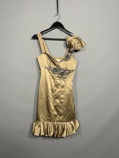 KAREN MILLEN FIT & FLARE Dress - Size UK10 - Gold - Great Condition - Women’s