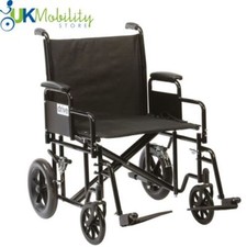 Bariatric Steel Transport Foldable Heavy Duty Transit Mobility Travel Wheelchair
