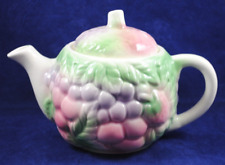 Vintage Collectable Decorative MAIOLICA GRAPES Pattern Ceramic 800mL TEA POT