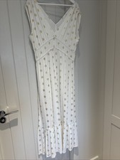 Lipsy White And Gold Grecian Style Long Dress Size 14