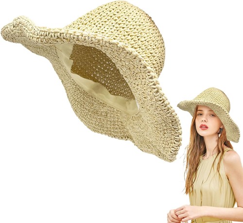 Women straw hat foldable - women,