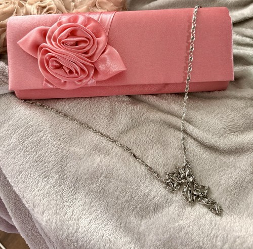 Pink satin clutch bag rose - pink,