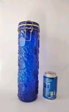 Vintage Cobalt Blue Glass Jar Canister 