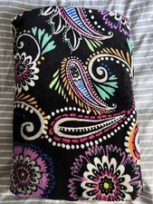 Vera Bradley Black Paisley Design Plush Throw Blanket