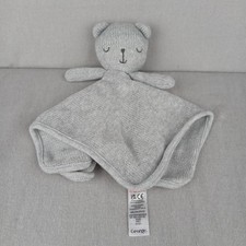 Asda George Sleeping Teddy Bear Grey Knitted Baby Comforter Soother Blanket