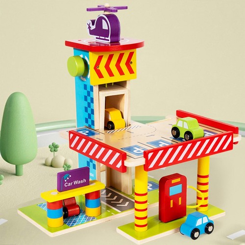Wooden parking garage playset - wooden,