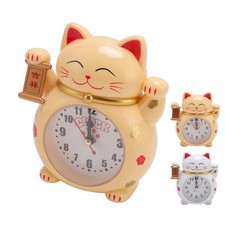 Lucky Cat Clock Accurate Plastic Cute Cartoon Good Lucky Cat Alarm Clock For