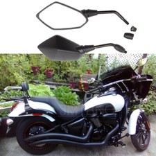Pair Black Motorcycle Rear View Side Mirrors For Kawasaki Vulcan 900 VN Custom