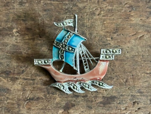 Vintage marcasite and enamel - vintage,