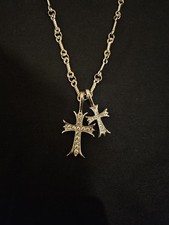 Chrome Hearts Style Double Cross Pendant Necklace 50cm