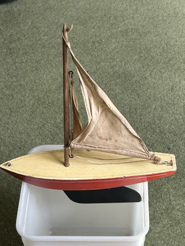 Vintage wooden toy - wooden, sailing