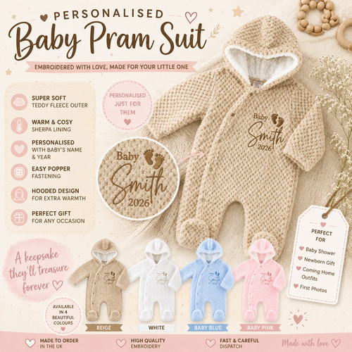 Personalised baby pram suit - personalised,