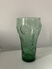 Vintage McDonald’s Coca Cola Embossed With Bubbles Green Drinking Glass