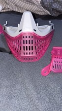 Paintball Mask JT Pro Flex Pink And Light Grey facemask bottom with pink ears 