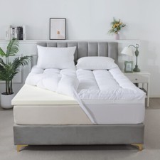 10CM MICROFIBRE & MEMORY FOAM DUAL LAYER MATTRESS TOPPER ENHANCER, ORTHOPAEDIC