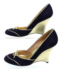 LK BENNETT Navy/Gold Suede