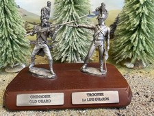 FRANKLIN MINT TOY SOLDIER Waterloo Regiments, Vintage on wooden plinth