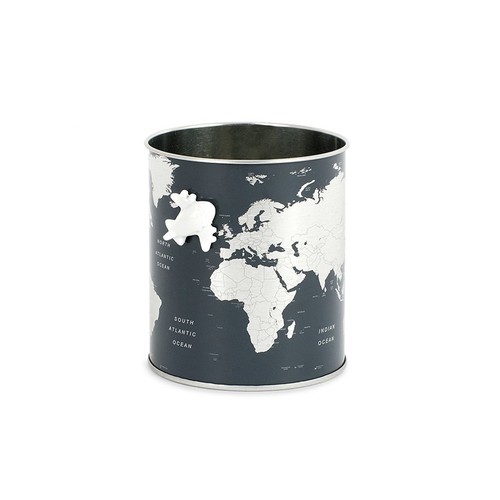 Pen holder globe color gray - color,