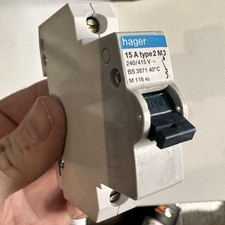 *HAGER 15A 3871 RARE Old Style MCB 60898 TYPE 2 Fuse - Fully working*