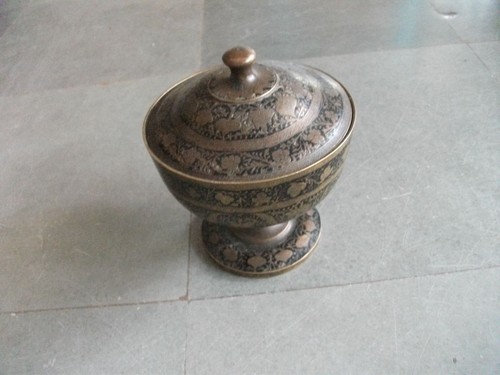 Vintage brass lacquer floral - vintage,