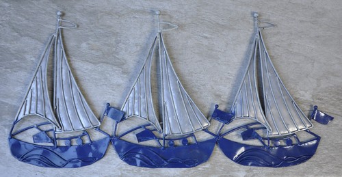 Vintage metal sailing boats - metal,