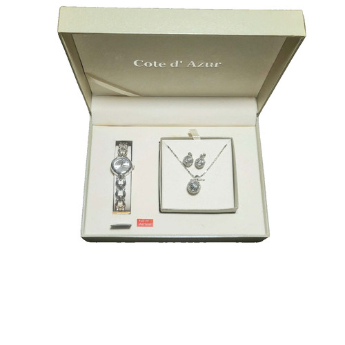 Silver quartz watch necklace - quartz, &