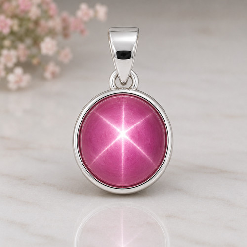 Pink star sapphire pendant - pink,