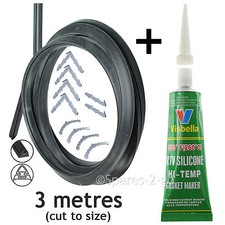 3m Door Seal + Silicone Glue for Belling 3 or 4 Sided Oven Cooker + all Clips