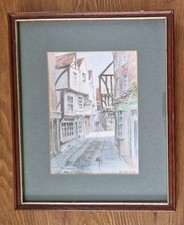 The Shambles, York by Colin Williamson. Watercolour Print, Signed and Framed.