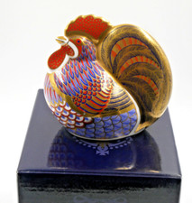 BEAUTIFUL BOXED ROYAL CROWN DERBY PAPERWEIGHT COCKEREL GOLD STOPPER 1st QTY