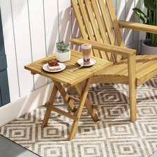 Patio Folding Side Table Portable & Compact Outdoor End Table-Natural