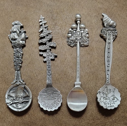 Vintage pewter souvenir spoon - pewter,