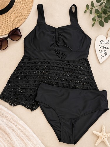 Ladies black tankini - black, swimsuit