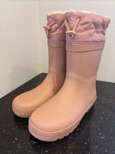 GIRLS NEXT THINSULATE WELLIES WELLINGTON BOOTS PINK SIZE UK 1  VGC