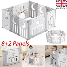 10 Panels Foldable Baby Playpen Plastic Kids Safety Yard for Baby and Toddler UK